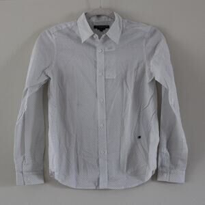 NWT Bonpoint Boys Fitted Button Down Dress Shirt Blue‎ White Polka Dot 12